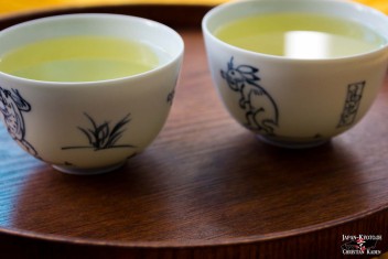 Green Tea in white Tea Cups